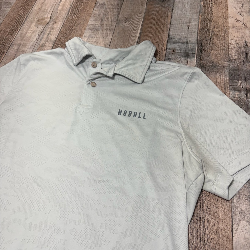 NOBULL Polo Shirt Mens Large Grey Tonal Camo Performance Training Activewear